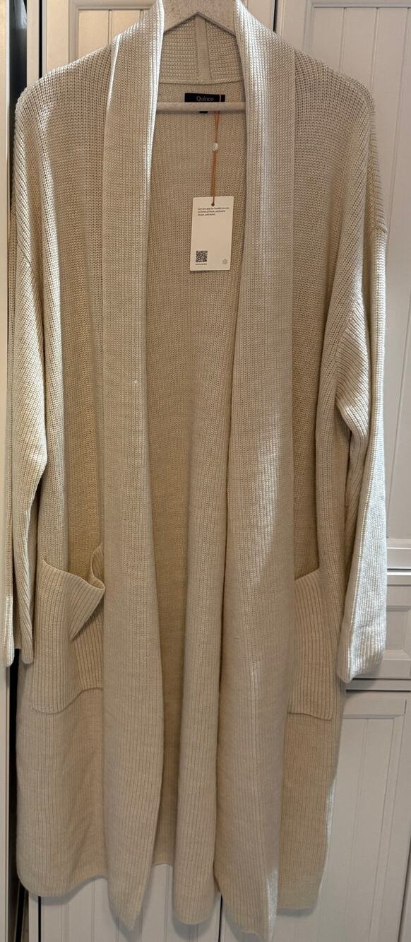 Quince Australian merino wool duster cardigan heather bone XL NWT